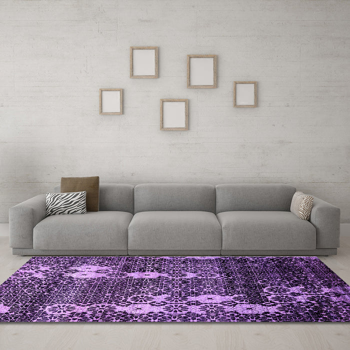 Machine Washable Abstract Purple Modern Area Rugs in a Living Room, wshabs513pur