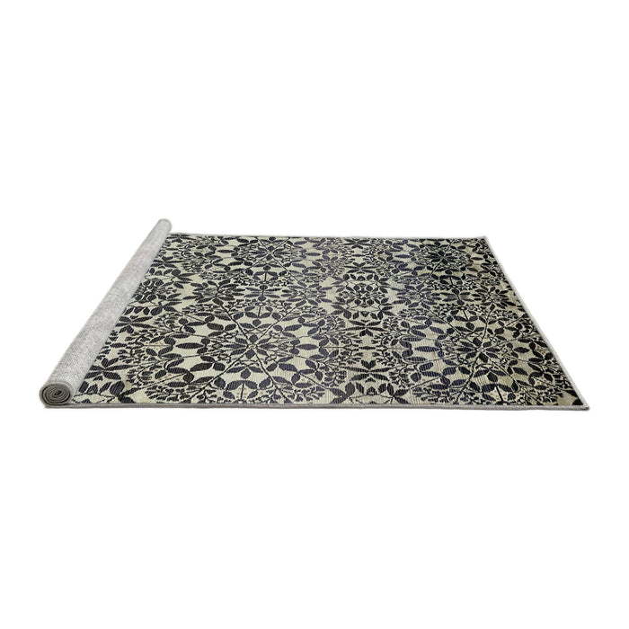 Sideview of Machine Washable Abstract Pale Silver Gray Rug, wshabs514