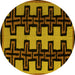 Round Abstract Yellow Modern Rug, abs5140yw