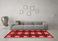 Machine Washable Abstract Red Modern Rug, wshabs5140red