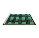 Sideview of Machine Washable Abstract Turquoise Modern Area Rugs, wshabs5140turq