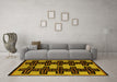 Machine Washable Abstract Yellow Modern Rug in a Living Room, wshabs5140yw