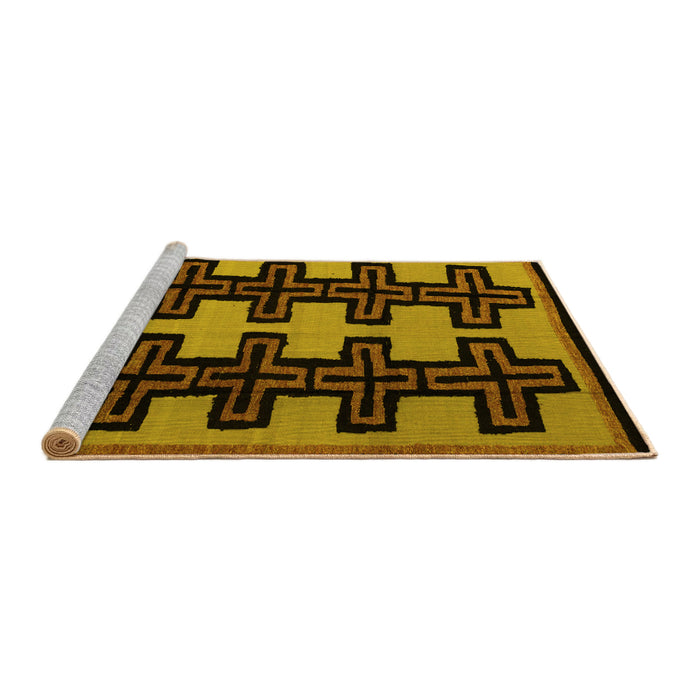 Sideview of Machine Washable Abstract Yellow Modern Rug, wshabs5140yw
