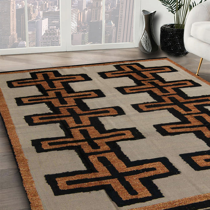 Abstract Red Modern Rug in Family Room, abs5140