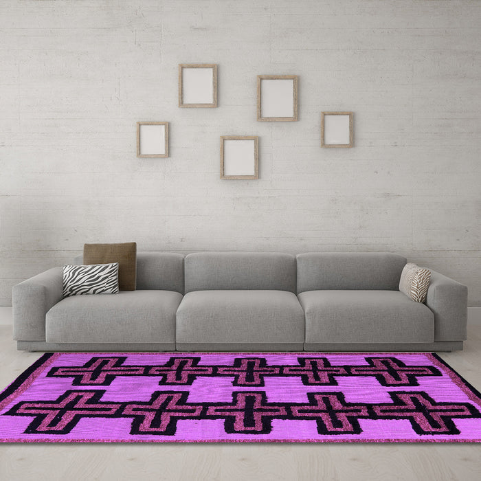 Machine Washable Abstract Purple Modern Area Rugs in a Living Room, wshabs5140pur