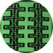 Round Machine Washable Abstract Emerald Green Modern Area Rugs, wshabs5140emgrn