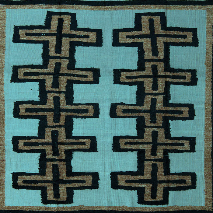 Square Abstract Light Blue Modern Rug, abs5140lblu
