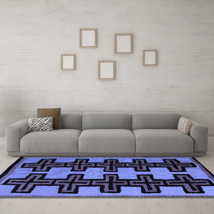 Machine Washable Abstract Blue Modern Rug in a Living Room, wshabs5140blu
