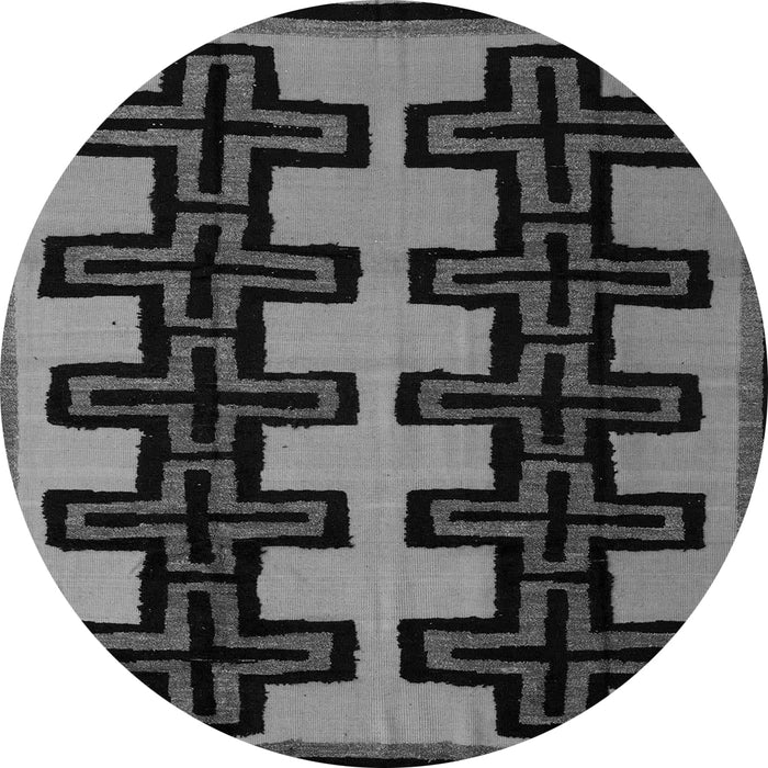 Round Machine Washable Abstract Gray Modern Rug, wshabs5140gry