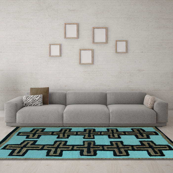 Machine Washable Abstract Light Blue Modern Rug in a Living Room, wshabs5140lblu