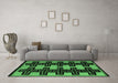 Machine Washable Abstract Emerald Green Modern Area Rugs in a Living Room,, wshabs5140emgrn