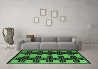 Machine Washable Abstract Emerald Green Modern Rug, wshabs5140emgrn