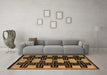 Machine Washable Abstract Brown Modern Rug in a Living Room,, wshabs5140brn