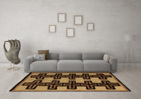 Machine Washable Abstract Brown Modern Rug, wshabs5140brn