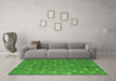 Machine Washable Abstract Green Modern Area Rugs in a Living Room,, wshabs5141grn