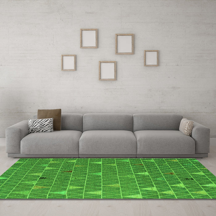 Machine Washable Abstract Green Modern Area Rugs in a Living Room,, wshabs5141grn