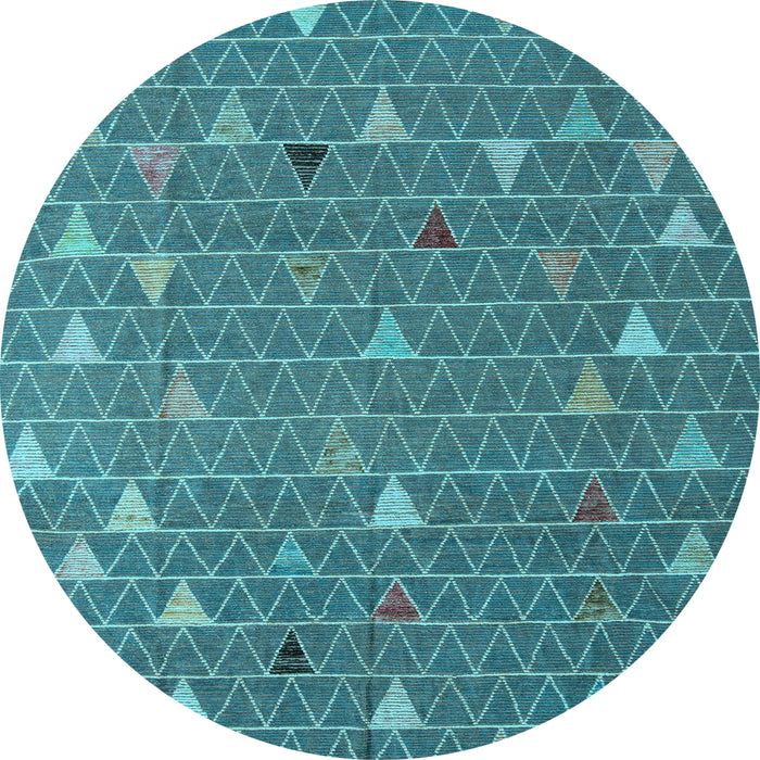 Round Abstract Light Blue Modern Rug, abs5141lblu