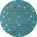 Round Abstract Light Blue Modern Rug, abs5141lblu