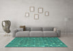 Machine Washable Abstract Turquoise Modern Area Rugs in a Living Room,, wshabs5141turq