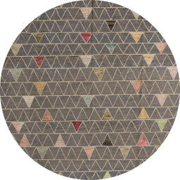 Round Machine Washable Abstract Coffee Brown Rug, wshabs5141
