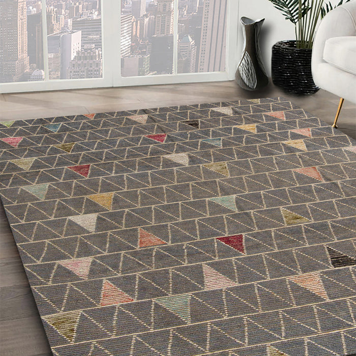 Abstract Coffee Brown Modern Rug in Family Room, abs5141
