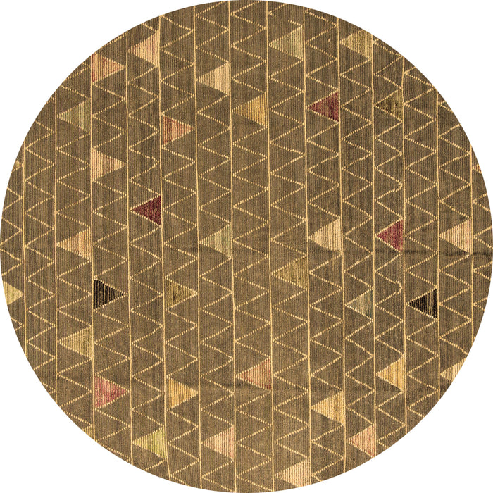 Round Machine Washable Abstract Brown Modern Rug, wshabs5141brn