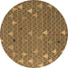 Round Machine Washable Abstract Brown Modern Rug, wshabs5141brn