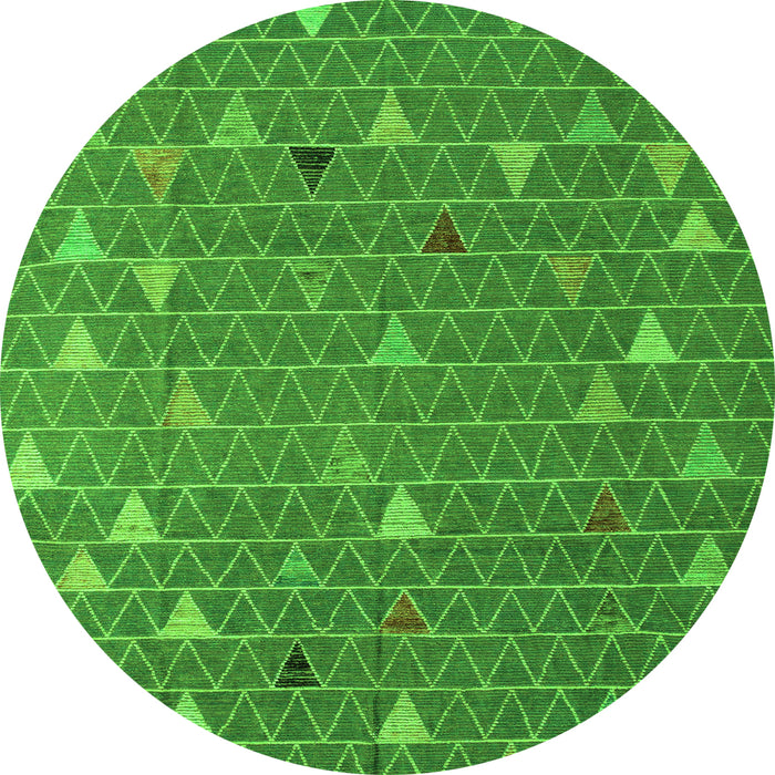 Round Machine Washable Abstract Green Modern Area Rugs, wshabs5141grn