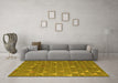 Machine Washable Abstract Yellow Modern Rug in a Living Room, wshabs5141yw