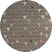 Round Abstract Coffee Brown Modern Rug, abs5141