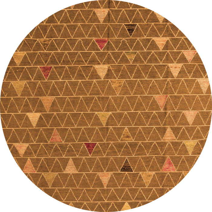 Round Machine Washable Abstract Orange Modern Area Rugs, wshabs5141org