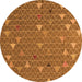 Round Machine Washable Abstract Orange Modern Area Rugs, wshabs5141org