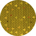 Round Abstract Yellow Modern Rug, abs5141yw