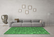 Machine Washable Abstract Emerald Green Modern Area Rugs in a Living Room,, wshabs5141emgrn