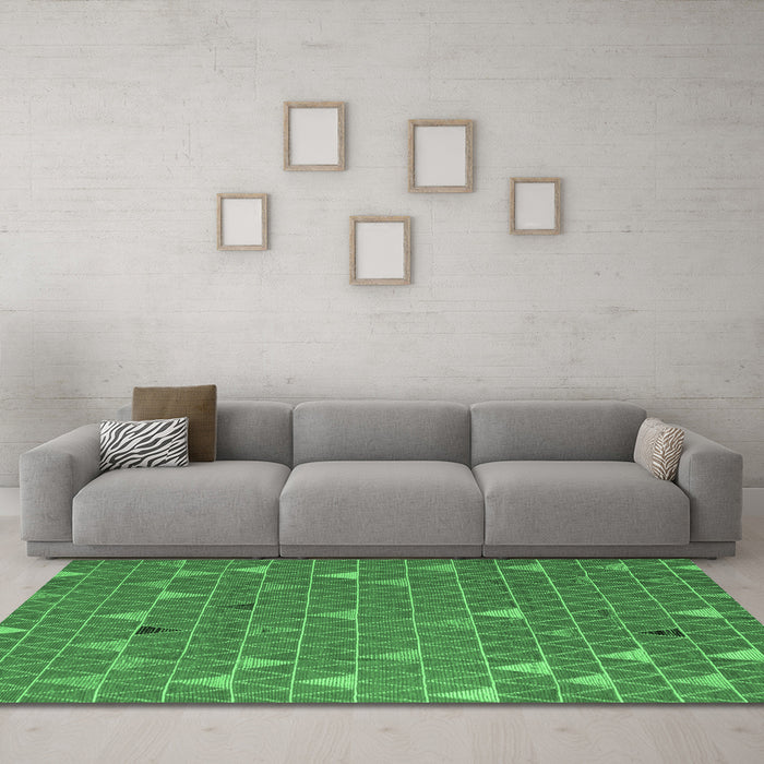 Machine Washable Abstract Emerald Green Modern Area Rugs in a Living Room,, wshabs5141emgrn