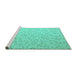 Sideview of Machine Washable Abstract Turquoise Modern Area Rugs, wshabs5142turq