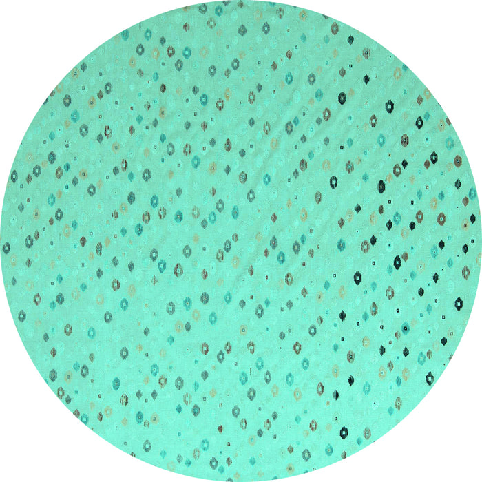 Round Abstract Turquoise Modern Rug, abs5142turq