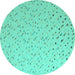 Round Abstract Turquoise Modern Rug, abs5142turq