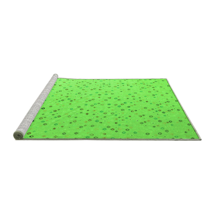 Sideview of Machine Washable Abstract Green Modern Area Rugs, wshabs5142grn