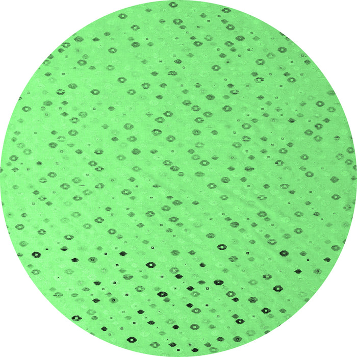 Round Machine Washable Abstract Emerald Green Modern Area Rugs, wshabs5142emgrn