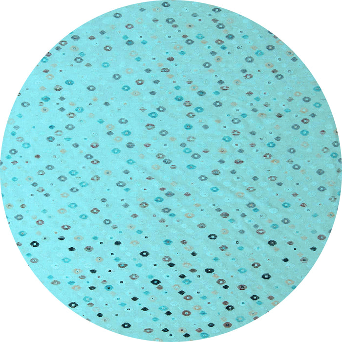 Round Abstract Light Blue Modern Rug, abs5142lblu
