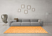 Machine Washable Abstract Orange Modern Area Rugs in a Living Room, wshabs5142org