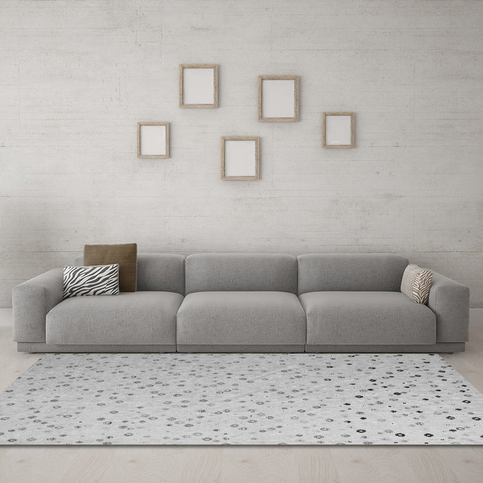 Machine Washable Abstract Gray Modern Rug in a Living Room,, wshabs5142gry