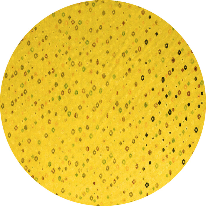 Round Machine Washable Abstract Yellow Modern Rug, wshabs5142yw