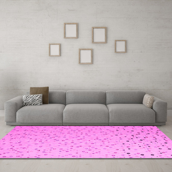 Machine Washable Abstract Pink Modern Rug in a Living Room, wshabs5142pnk