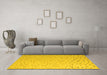 Machine Washable Abstract Yellow Modern Rug in a Living Room, wshabs5142yw