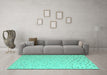 Machine Washable Abstract Turquoise Modern Area Rugs in a Living Room,, wshabs5142turq