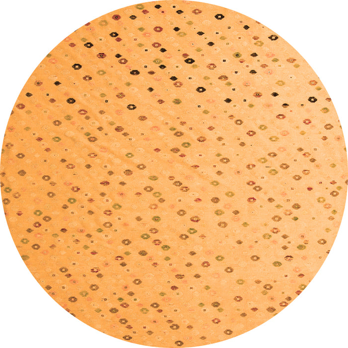 Round Machine Washable Abstract Orange Modern Area Rugs, wshabs5142org