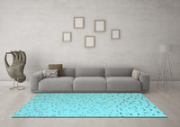 Machine Washable Abstract Light Blue Modern Rug, wshabs5142lblu