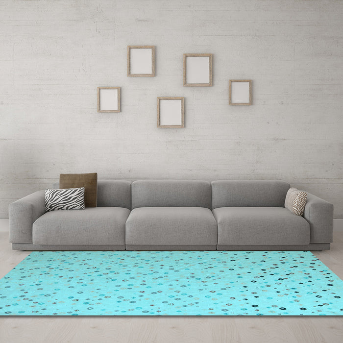 Machine Washable Abstract Light Blue Modern Rug in a Living Room, wshabs5142lblu